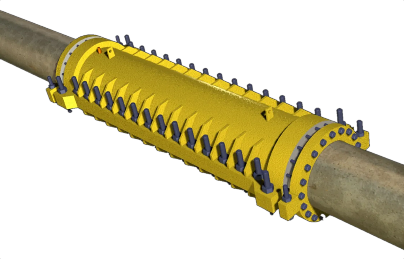 Epoxy Sleeve Repair System (ESRS) closed around a pipeline