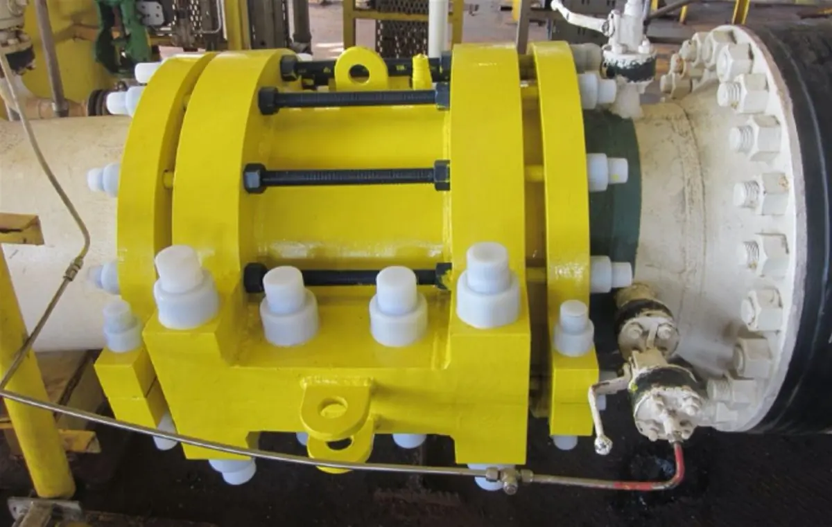 Sleeve installed on topside process piping.